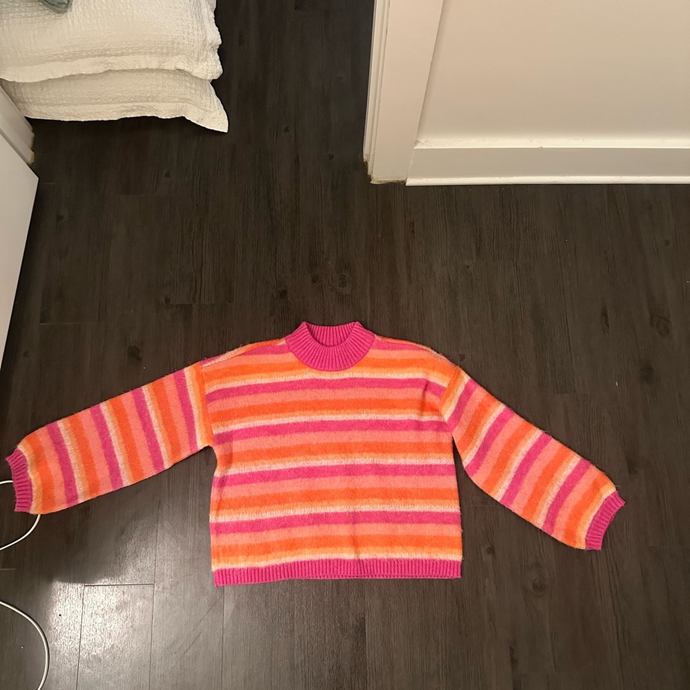 Striped Pink and Orange Women's Sweater